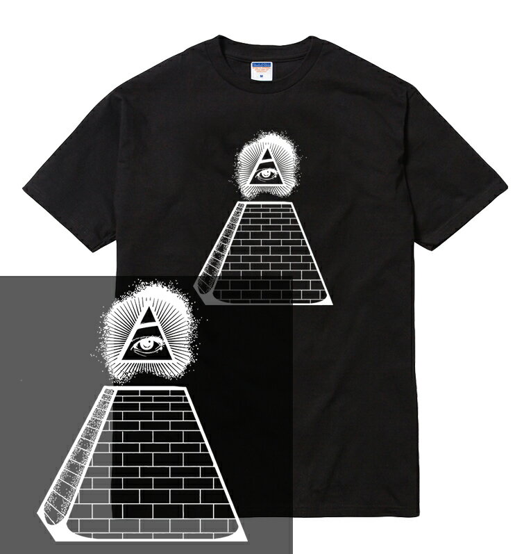 ILLUMINATI tシャツ 半袖 イルミナティ フリーメーソン freemason 秘密結社 アンビグラム ピラミッド 三角形 目玉 真実の目 プロビデンスの目 メンズ レディース ダンス 衣装 HIPHOP ストリート ブランド tee Tシャツ