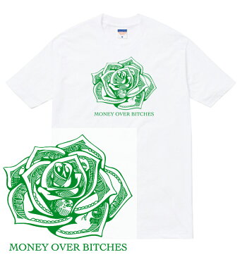 MONEY ROSE tシャツ 半袖 バラ 薔薇 ローズ 花 お金 ドル ドル札 マネー 現金 タトゥー bitches 刺青 アウトロー 不良 ギャング メンズ レディース ダンス 衣装 HIPHOP ストリート ブランド tee Tシャツ