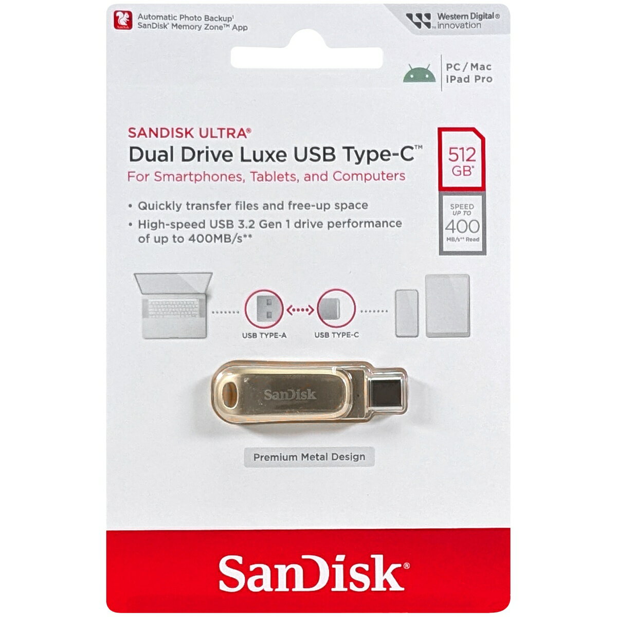 SanDisk ǥ ¹͢ Ultra Dual Drive Luxe USB Type-C  512GB  SDDDC4-512G-G46GD