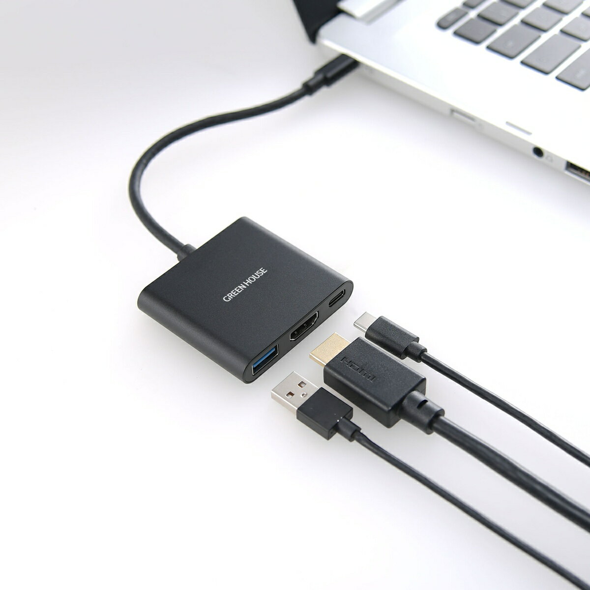 ���꡼��ϥ��� GREEN HOUSE USB Type-C �ɥå��󥰥��ơ������ �֥�å� GH-MHC3A-BK