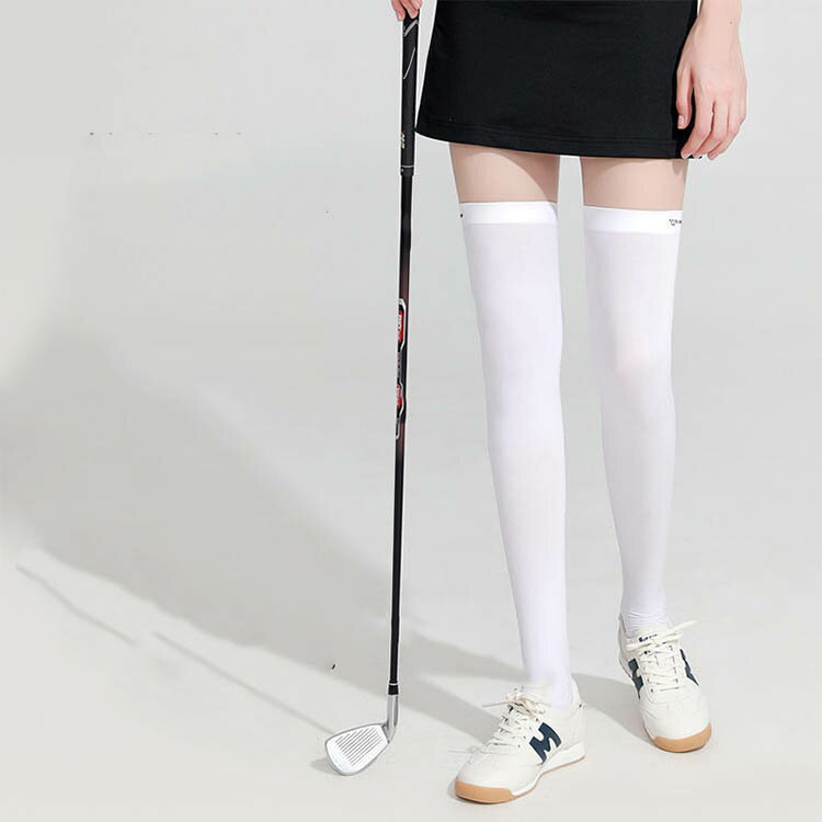 ゴルフ 夏 ニー ハイソックス uvカット 接触冷感 日焼け対策 レディース ロングソックス 靴下 ゴルフウェア ゴルフレギンス 着圧ストッキング ひんやり 冷感 トレンカレギンス ストレッチ 日焼け対策