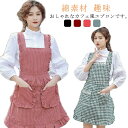 フリル エプロン ロング 綿素材 キッチン フリーサイズ 保育士 ワンピース かわいい メイド風 デザイン ロングエプロン ガーデニング ユニフォーム ワークタ...