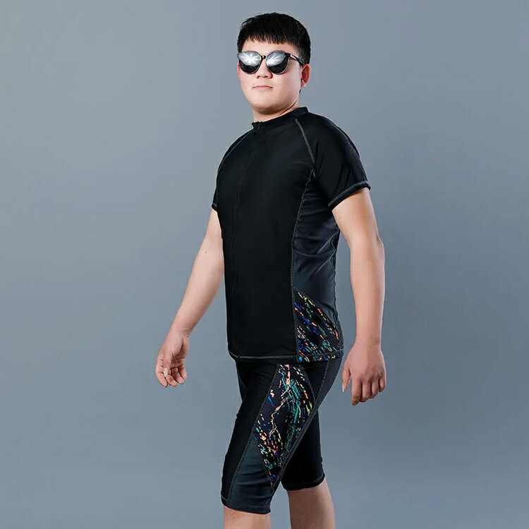 ラッシュガード 水着 メンズ 上下セット 大きいサイズ フィットネス水着 着るだけUV対策 2XL〜9XL 体型カバー 速乾 体型カバー 五分丈 競泳水着 練習用 男性用 ハーフパンツ スポーツ水着 ジム プール 海 フィットネスウェア 大人