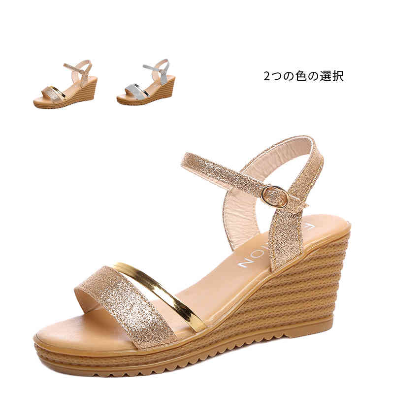 樂天商城 - サマーサンダル レディース ストライプサンダル 厚底 美脚 リゾート ストライプサンダル フォーマルシューズ 夏靴 大人 ハイヒール おしゃれシューズ サンダル ストライプ おでかけ レディース靴 ウェッジシューズ 靴
