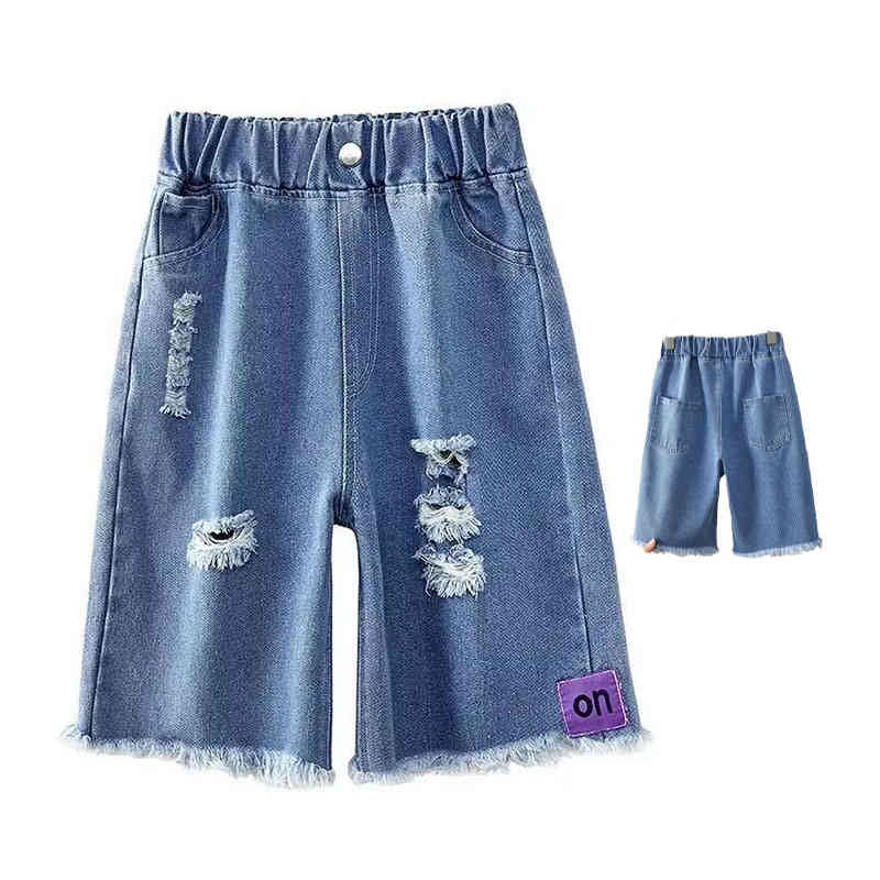 乐天商城 - ダメージパンツ キッズ デニムパンツ ボトムス ショートパンツ ウエストゴム 女の子 デニムショートパンツ ロングパンツ おしゃれパンツ デニムパンツ ボトムス ダメージ作り シンプル カジュアル 春夏 おしゃれ 男の子 おでかけ ショート丈