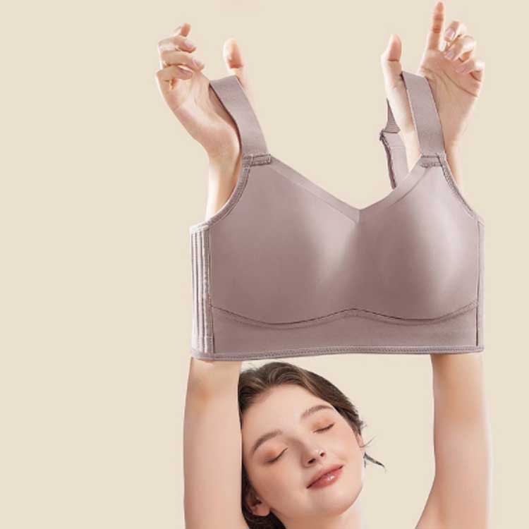 大きな胸を小さく見せるブラ 夏用 ブラジャー 涼しい 軽い 蒸れない 通気性 胸が小さく見えるブラ 脇高設計で背中スッキリ 胸を抑えるブラ レディース 大きいサイズ シームレス フルカップ 胸 すっきりみえる 補正下着 単品 asucreate1983-10002835 アスクリエイト サンプル画像3