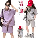 セットアップ 女の子 キッズ 韓国子供服 スポーツウェア 運動着 ポロネック 半袖 スウェットシャツ ショートパンツ 2点セット 夏服 ジャージ カジュアル 普...