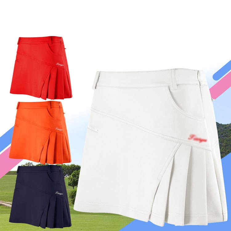 ゴルフスカート プリーツスカート ゴルフウエア 送料無料 インナーパンツ付き 見せパン付き 裏地あり 大きいサイズ ゴルフ スカート テニス 運動 夏 可愛い おしゃれ お洒落 白 ネイビー オレンジ レッド 無地 シンプル SS/S/M/L/LL/3L