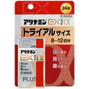 商品名アリナミンEXプラスα内容量24錠商品説明●アリナミンEXプラスαは、吸収にすぐれたビタミンB1誘導体フルスチアミン、ビタミンB6、ビタミンB12を配合し、「目の疲れ」「肩こり」「腰の痛み」などのつらい症状にすぐれた効果をあらわします。 ●三大栄養素(糖質、脂質、タンパク質)をエネルギーに変える反応に役立つリボフラビン(ビタミンB2)のほか、エネルギー産生に重要な働きをするパントテン酸カルシウム、体のすみずみの血液循環に関与するdl-α-トコフェロールコハク酸エステル(ビタミンE)を配合しています。 ●黄色の糖衣錠でのみやすく、1回2～3錠、1日1回で効果があります。効能・効果1.次の諸症状の緩和 眼精疲労、筋肉痛・関節痛(肩こり、腰痛、五十肩など)、神経痛、手足のしびれ 2.次の場合のビタミンB1 B2 B6 B12の補給 肉体疲労時、妊娠・授乳期、病中病後の体力低下時 「ただし、上記1の症状について、1ヵ月ほど使用しても改善がみられない場合は、医師または薬剤師に相談すること。」成分・分量3錠中・フルスルチアミン(ビタミンB1誘導体)として：100mg (フルスルチアミン塩酸塩：109.16mg) ・ピリドキシン塩酸塩(ビタミンB6)：100mg ・シアノコバラミン( ビタミンB12)：1500μg ・トコフェロールコハク酸エステルカルシウム：103.58mg (ビタミンEコハク酸エステルカルシウム) (dl-α-トコフェロールコハク酸エステルとして：100mg) ・パントテン酸カルシウム：30mg ・ガンマーオリザノール：10mg ・リボフラビン(ビタミンB2)： 10mg 添加物： 乳酸カルシウム水和物、無水ケイ酸、セルロース、還元麦芽糖水アメ、乳糖水和物、ヒドロキシプロピルセルロース、ステアリン酸Mg、エリスリトール、ヒプロメロース、タルク、酸化チタン、アラビアゴム、炭酸Ca、白糖成分に関連する注意 本剤の服用により尿が黄色くなることがありますが、リボフラビンによるものなので心配ありません。用法・用量次の量を、食後すぐに水またはお湯で、かまずに服用すること。 [年齢：1回量：1日服用回数] 15歳以上：2～3錠：1回 15歳未満：服用しないこと 用法・用量に関する注意用法・用量を厳守すること。使用上の注意・相談すること 1.次の人は服用前に医師、薬剤師または登録販売者に相談すること (1)医師の治療を受けている人。 (2)薬などによりアレルギー症状を起こしたことがある人。 2.服用後、次の症状があらわれた場合は副作用の可能性があるので、直ちに服用を中止し、この文書を持って医師、薬剤師または登録販売者に相談すること (関係部位：症状) 皮膚：発疹・発赤、かゆみ 消化器：吐き気・嘔吐、口内炎、胃部不快感 3.服用後、次の症状があらわれることがあるので、このような症状の持続または増強が見られた場合には、服用を中止し、この文書を持って医師、薬剤師または登録販売者に相談すること 軟便、下痢、便秘 4.1ヵ月位服用しても症状がよくならない場合は服用を中止し、この文書を持って医師、薬剤師または登録販売者に相談すること 5.服用後、生理が予定より早くきたり、経血量がやや多くなったりすることがある。出血が長く続く場合は、この文書を持って医師、薬剤師または登録販売者に相談すること保管及び取り扱い上の注意(1)直射日光の当たらない湿気の少ない涼しい所に密栓して保管すること。 (2)小児の手の届かない所に保管すること。 (3)他の容器に入れ替えないこと(誤用の原因になったり品質が変わる)。 (4)ビンの中の詰め物は、フタをあけた後はすてること(詰め物を再びビンに入れると湿気を含み品質が変わるもとになる。詰め物は、輸送中に錠剤が破損するのを防止するためのものである)。 (5)服用のつどビンのフタをしっかりしめること(吸湿し品質が変わる)。 (6)使用期限を過ぎた製品は服用しないこと。 (7)箱とビンの「開封年月日」記入欄に、ビンを開封した日付を記入すること。 (8)一度開封した後は、品質保持の点から開封日より6ヵ月以内を目安になるべくすみやかに服用すること。 製品のお問い合わせ先「お客様相談室」電話：0120-567087受付時間：9：00〜17：00（土、日、祝日を除く）製造販売元アリナミン製薬株式会社〒540-8645大阪市中央区道修町四丁目1番1号広告文責有限会社オリオンドラッグ薬局*お客様窓口*[楽天*オリオンドラッグ薬局*］電話:0744-26-6771/fax:0744-27-7068mail:asuka-ph@shop.rakuten.co.jp（時間/9時〜17時土・日祝除く)商品区分日本製・【第3類医薬品】文責：管理薬剤師:島岡俊雄使用期限：出荷時120日以上■商品の送付先について■ 転送業者・代行業者・倉庫・ホテル・旅館　等への発送はしておりません。 万が一、ご注文いただいた場合はキャンセルさせていただきますのでご了承ください。 ■医薬品のご購入について■ 1度にお買い上げいただける個数に制限があります。 ■商品について■ ※パッケージデザイン等は予告なく変更される場合がございます。 ※商品廃番・メーカー欠品など諸事情によりお届けできない場合がございます。 ■配送について■ 1配送先につき1個口の商品を梱包した状態で厚さが3cm未満の場合はゆうメール発送となります。 1配送先につき1個口の商品を梱包した状態で厚さが3cm以上の場合はレターパックプラス 佐川急便またはヤマト運輸での発送となります。 その場合送料390円がかかります。 ご注文時にゆうメールを選択されていても厚さが3cm以上の場合は「宅配便」発送となります のでご了承ください。 ご不明な点がございましたらご注文の前にお問い合わせください。