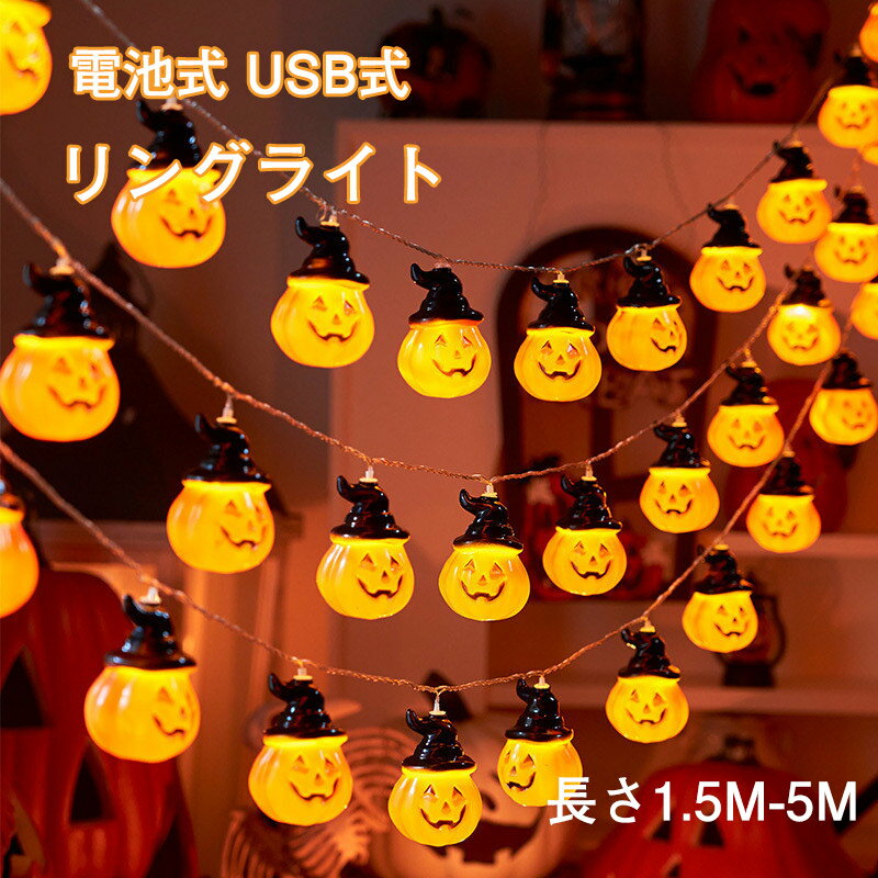送料無料 ハロウィン 飾り 電池式 USB式 カボチャ ライ デコレーション ハロウィーン イルミネーション ハロウィンライト 雰囲気作り ストリングライト ガ...
