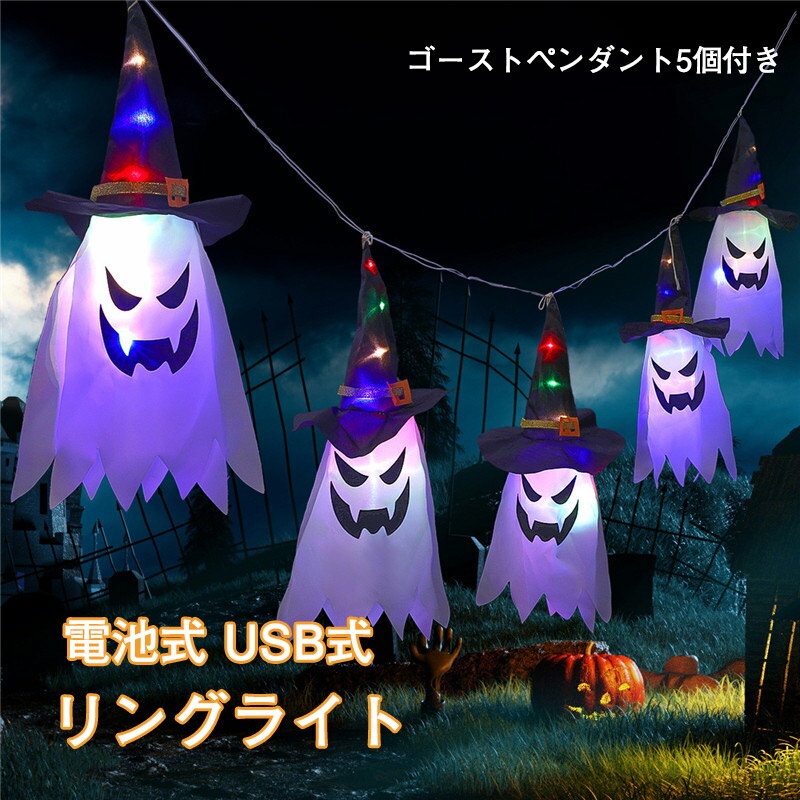 送料無料 ハロウィン 飾り 電池式 USB式 LEDライト ハロウィンライト ストリングライト お化けリライト 幽霊ライト イルミネーションライト 3M 電池式...
