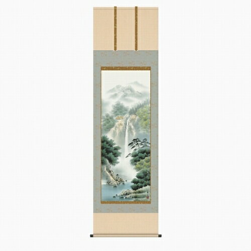 樂天商城 - 【掛け軸・掛軸】鈴村秀山『幽山渓谷（尺五立）』版画+手彩色■表装済み・新品★