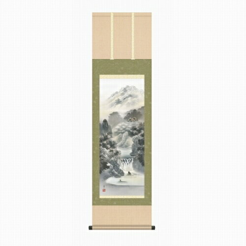 Rakuten - 【掛け軸・掛軸】伊藤渓山『幽山蒼流（尺三立）』版画+手彩色■表装済み・新品★