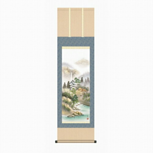 樂天商城 - 【掛け軸・掛軸】伊藤渓山『悠景彩遷（尺三立）』版画+手彩色■表装済み・新品★