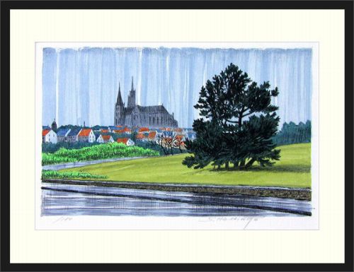 【版画・絵画】橋本慎一『西のシャルトル』リトグラフ■限定100部★