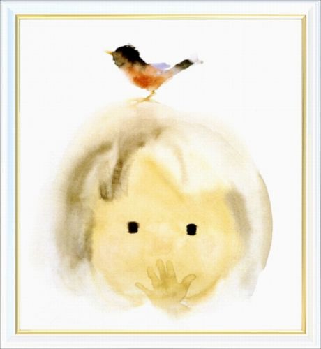 【絵画】いわさきちひろ『小鳥と少女』複製画■新品★