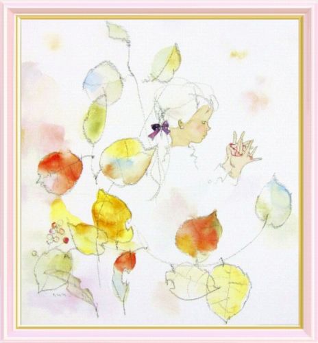 【絵画】いわさきちひろ『あやとりをする少女』複製画■新品★
