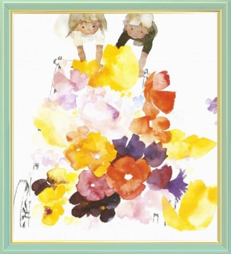 商品の詳細 作家名 いわさきちひろ 作品名 はなぐるま 技法 オフセットによる複製 外径サイズ 30×27 cm 作品サイズ 26×23 cm 補足説明 状態 新品 付属品 額付 エディション ◆ いわさき ちひろ（Chihiro Iwasaki） ◆1918　12月15日、福井県武生市に生まれ。翌年、東京に移る。　　　　本名、松本知弘（旧姓、岩崎）。1933　岡田三郎助に師事、デッサン・油絵の勉強をはじめる。1936　朱葉会女子洋画展に入選。 1937　小田周洋に師事、藤原行成流の書を習いはじめる。1942　中谷泰に師事、再び油絵を描きはじめる。1946　日本共産党に入党、人民新聞の記者となる。　　　　日本共産党宣伝部・芸術学校に入る。赤松俊子（丸木俊）に師事。1948　新聞のカット・挿絵、絵雑誌、教科書の仕事の多く手掛ける。 1949　紙芝居「お母さんの話」を出版し、翌年、文部大臣賞を受賞。1956　小学館児童文化賞を受賞。1960　「あいうえおのほん」を描き、翌年、サンケイ児童出版文化賞を受賞。1964　安泰、遠藤てるよ、久米宏一、滝平二郎、東本つね、箕田源二郎らと「童画ぐるーぷ車」を結成。1971　「ことりのくるひ」を描き、73年、ボローニャ国際児童図書展グラフィック賞を受賞。 1974　8月8日、肝臓ガンのため逝去、享年55歳。　　　　没後、『戦火のなかの子どもたち』で、ライプツィヒ国際書籍展銅賞を受賞する。　三人姉妹の長女として生まれ、子どもをテーマにたくさんの作品を残す。明るく淡い透明な水彩画で、赤ちゃんや子どもたちの、色々な表情を生き生きと描き続けた。子供の発達段階を、数ヵ月の単位で、描き分けることができる観察力と表現力を有していました。たっぷりと水分を含ませて描く、透明感のある独特の画風が印象的な作品です。 ※ 本商品は、店舗等でも販売している為、　　ご注文のタイミングによっては完売となる場合が御座います　　ので、その場合は、ご容赦下さい。 ■いわさきちひろの一覧 ※商品画像は、出来る限り商品の色合いに近付けて再現する様、心掛けておりますが、ご使用のモニタによっては実際の色合いと異なって見える場合が御座います。予め、ご了承下さい。 人物画_色紙_水彩_子供_児童_メルヘン_女の子_男の子_花_フラワー_幻想的