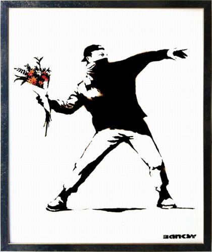 樂天商城 - 【絵画】バンクシー『花束を投げる男』複製画■新品★