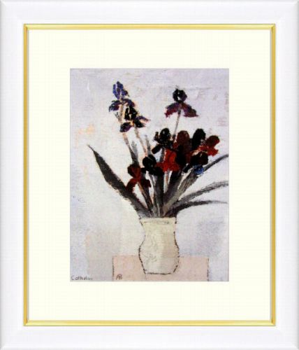 ベルナール カトラン 青い背景のアイリスの花束 2枚 セット 額縁 アート ベルナール カトラン 青い背景のアイリスの花束 2枚 セット 額縁