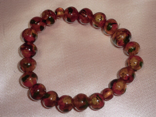 ブレスレッド 琥珀　羅漢内画琥珀念珠タイプ腕輪