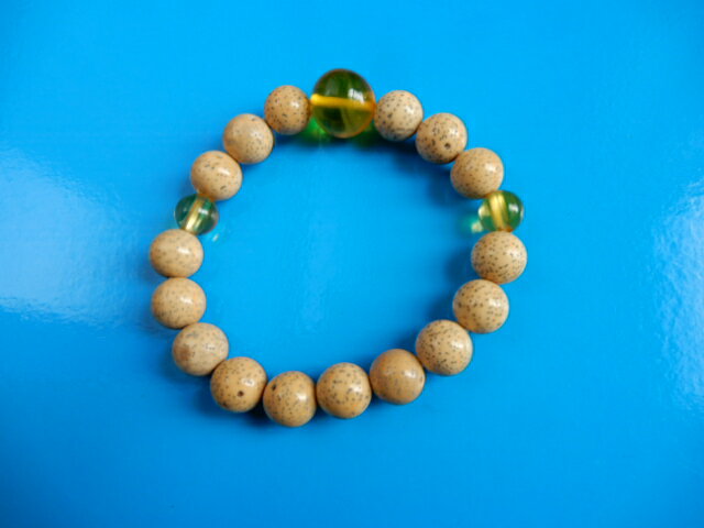 数珠・ブレスレッド星月菩提樹 琥珀仕立て