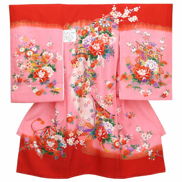 【お仕立て上がり】初着 女の子 産着 祝着 お祝い着 着物 正絹 お宮参り 赤ちゃん ベビー 毬と琴 赤色 ..