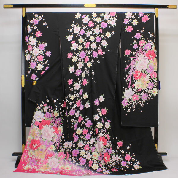 Rakuten - 【GW限定 全品5%OFF】5/2 20:00〜5/6 23:59 着物 振袖 紋織り地 花リボン 未仕立て 八掛付き あすかや [商品番号fs129]