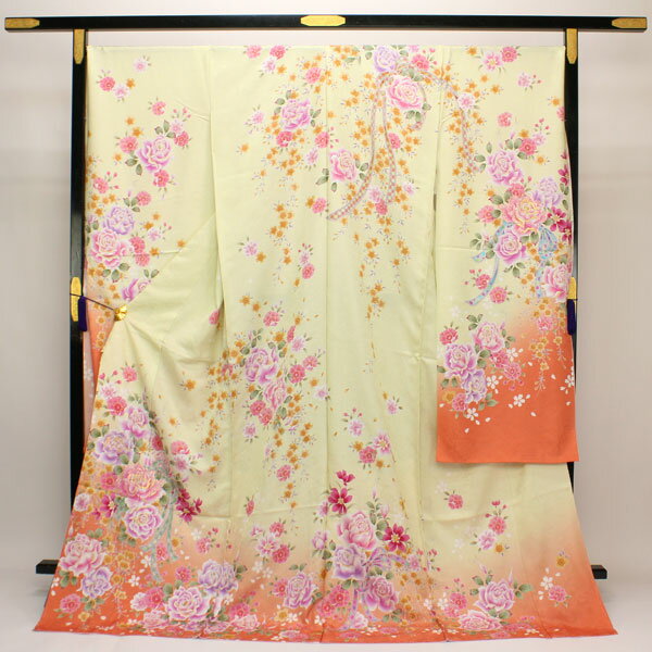 着物 振袖 ラメ箔刺繍 花意匠 未仕立て あすかや [商品番号fs272]
