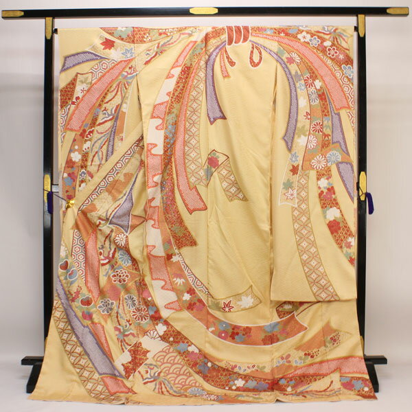 着物 振袖 紋織綸子 熨斗目 疋田模様 古典柄 未仕立て あすかや [商品番号fs344]