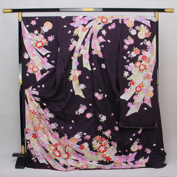 着物 豪華振袖 正統派綸子 金彩加工金駒刺繍 熨斗目 未仕立て あすかや [商品番号fs400]