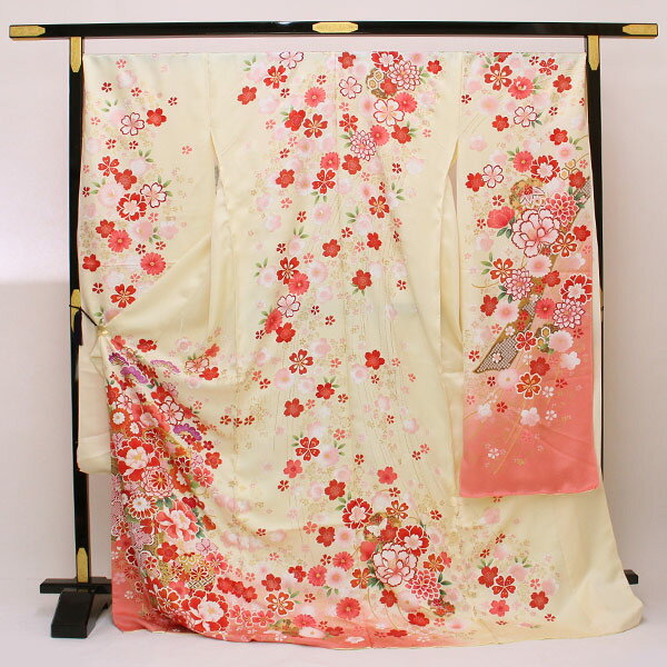 着物 振袖 艶やか！ 金彩 豪華 金駒刺繍 紋織り地 未仕立て あすかや [商品番号fs408]