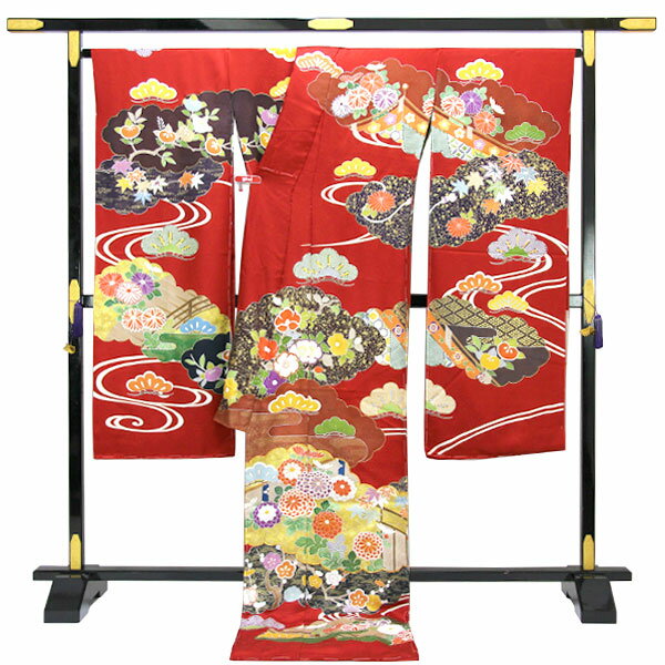 【お仕立て付き】着物 友禅本振袖 京手描き 内と良 謹製 日本の絹 雲取りに波模様 あすかや [商品番号fs498]