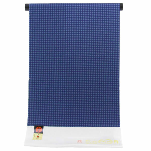 反物 丹後ちりめん 丹後ちりめん 日本の絹 京友禅 格子柄 小紋着尺 単衣にも あすかや [商品番号km2685]