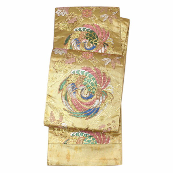 着物 帯 西陣老舗 米田織物謹製 振袖袋帯 吉祥皇鶴文 あすかや [商品番号fo2272]