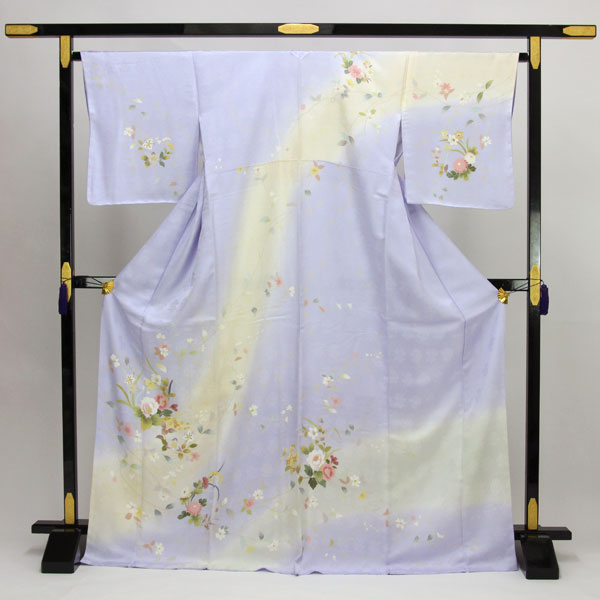 乐天商城 - 【お仕立て上がり】着物 正絹胴裏 新品 仕立済 金彩加工 訪問着 Lサイズ 青色系 あすかや [商品番号pt3625]