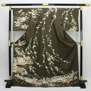 【全品10%OFF GWセール】【お仕立て上がり】着物 正絹胴裏 新品 仕立済 京友禅調 訪問着 金彩加工 茶屋辻 Lサイズ 茶色系 結婚式 お茶席 入園 入学...