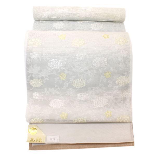 着物 帯 夏 単衣 （株）志都香謹製 礼装 紗金 唐織 九寸名古屋帯 あすかや [商品番号s9nobi127]