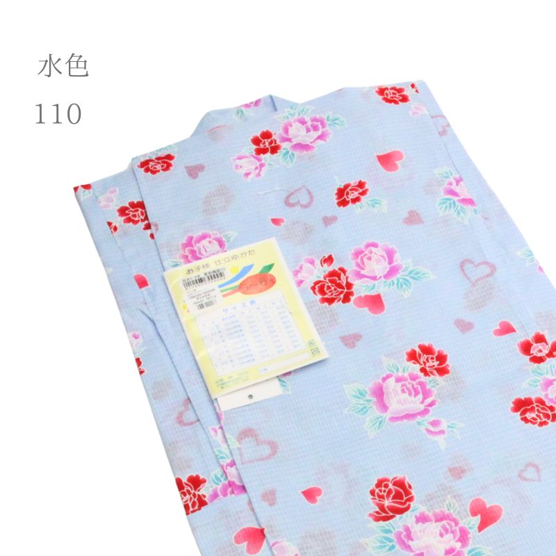 あすかやの浴衣 yukata 女の子 女浴衣 2点セット110 120 130 キッズ ガールズ あすかや [商品番号ykt0022]｜アングル3