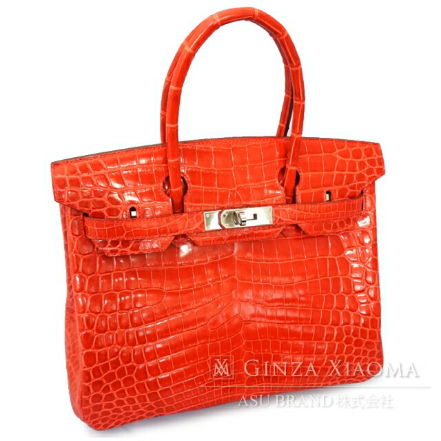 HERMES エルメス バーキン30 ニロティカスシャイニー ブーゲンビリア シルバー金具 P刻印 ハンドバッグ 【中古】