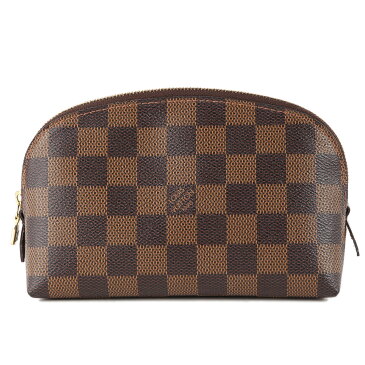 【極美品】LOUIS VUITTON ルイヴィトン コスメポーチ ダミエ N47516 レザー ブラウン ゴールド金具 ポーチ 中古