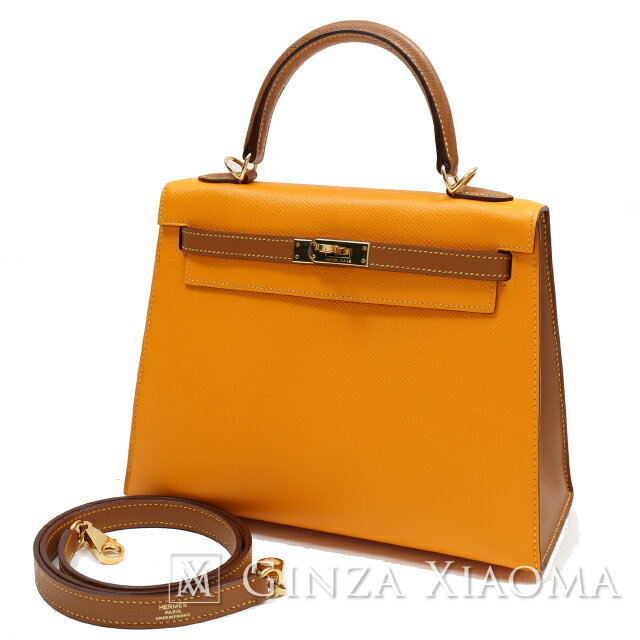 【中古】 HERMES エルメス ケリー25 エプソン ゴールド/ジョーヌドール ゴールド金具 A刻印 外縫い パーソナルオーダー品 ハンドバッグ スペシャルオーダー品