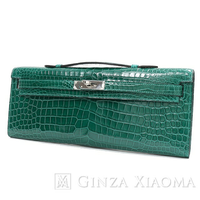 【中古】 HERMES エルメス ケリーカット ポロサス ヴェールエメラルド シルバー金具 R刻印 クラッチ・セカンドバッグ