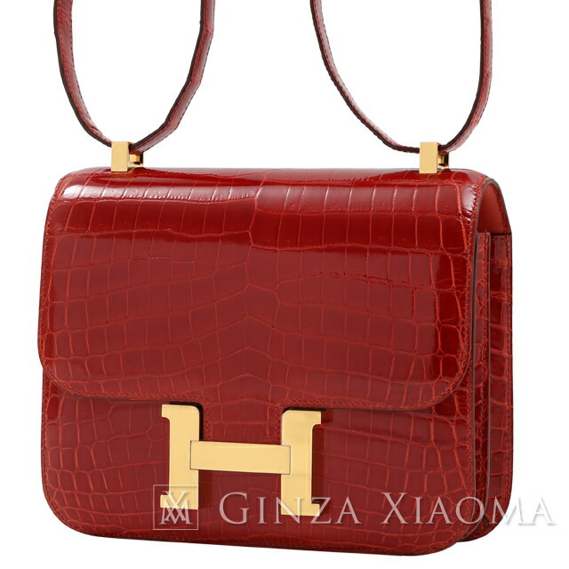 【新品】 HERMES エルメス コンスタンス23 クロコダイル ニロティカス サンギーヌ ゴールド金具 A刻印 ショルダーバッグ クロコ