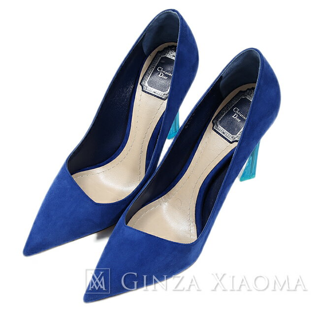 【中古】 Christian Dior クリスチャンディオール スエード パンプス ブルー ＃36 1/2 靴