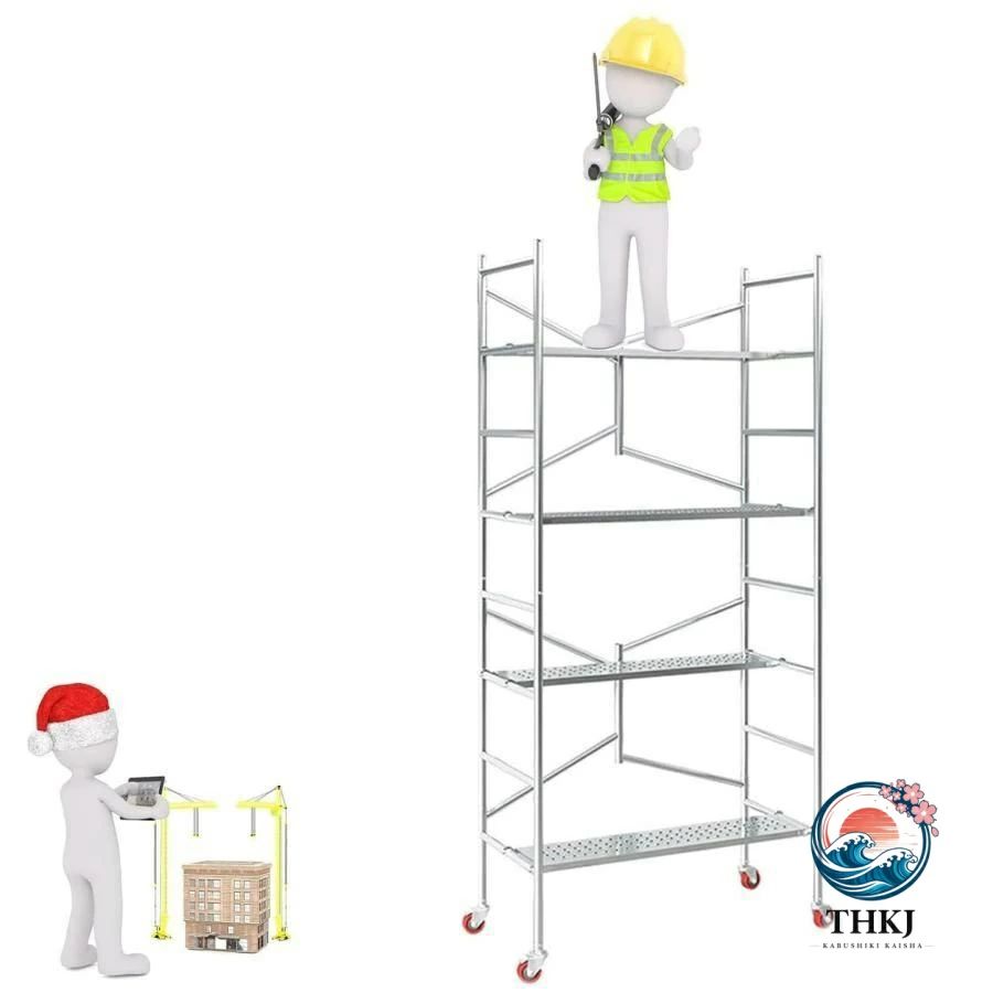 足場 高所作業台 移動足場 ステップ 折りたたみ足場高所移動式 足場用 作業台折りたたみ脚 移動式作業台作業用階段 足場板 脚立 ローリングタワー 組み立て簡単