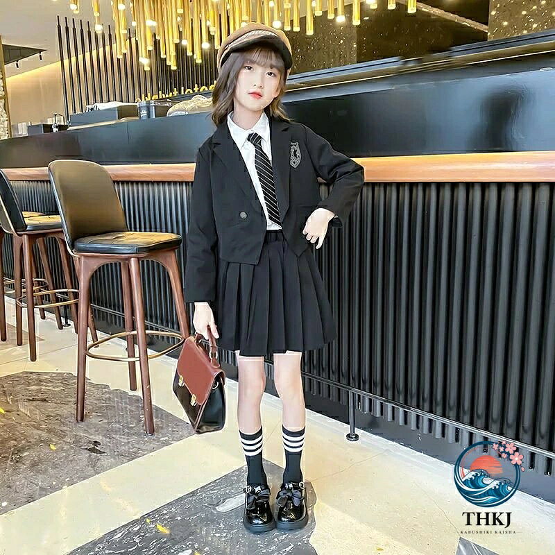 スーツ プリーツスカート 制服 ジュニアスーツ スカートスーツ 結婚式 学校制服 卒業式 フォーマルスーツ 入学式 和風ツイードネクタイスリ 4 点セット 小学校 JK 制服 女の子 女の子スーツ 学生服 ジャケット 入学式 学園祭 七五三 リボン付 発表会 春 秋服 120 130 140