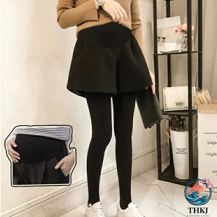ショートパンツ 厚手 マタニティウェア ボトムス 妊婦 アジャスター付き 短パン レ...