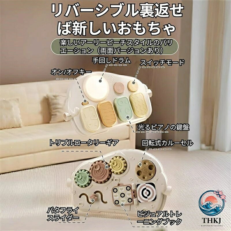 アスミル楽天市場店のベビージム ピアノ 5in1 多機能 ジム & ウォーカー 二合一 双面プレイ 安全エコ素材 音楽 0 ヶ月から 3 歳 室内遊び プレゼント 出産祝い｜アングル3