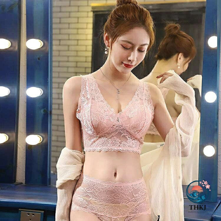 【全品2点で5%OFF】ナイトブラ ブラジャー ショーツ ノンワイヤーブラ ブラ セット レース 着痩 下着 インナー はみ肉 垂れ防止 ハイウェスト (3)